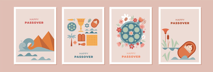 Happy Passover background, banner and poster design. Geometrical modern bold concept illustration