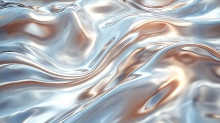 Shiny liquid surface with flowing waves and soft light reflections. Generative AI