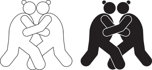 outline silhouette sumo icon set