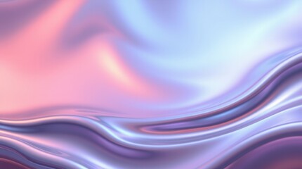 Fototapeta premium The smooth, flowing surface reflects iridescent shades of rose, lavender, and silver with soft curves.