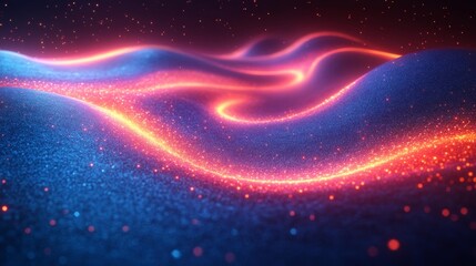 Swirling cosmic energy of glowing neon lines and waves in abstract composition. Generative AI