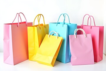 Colorful Shopping Bag on white background.