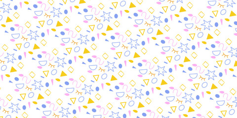 Fun colorful abstract line doodle shape set. Creative minimalist style art symbol collection for children or party celebration with modern shapes. vector illustration eps 10