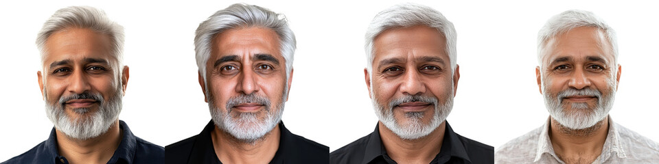 Obraz premium Portrait of a confident and sophisticated mature professional man with gray hair and a well trimmed beard wearing a formal business suit and tie against a black background