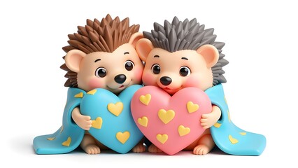 Fototapeta premium The heartwarming love of a cute hedgehog