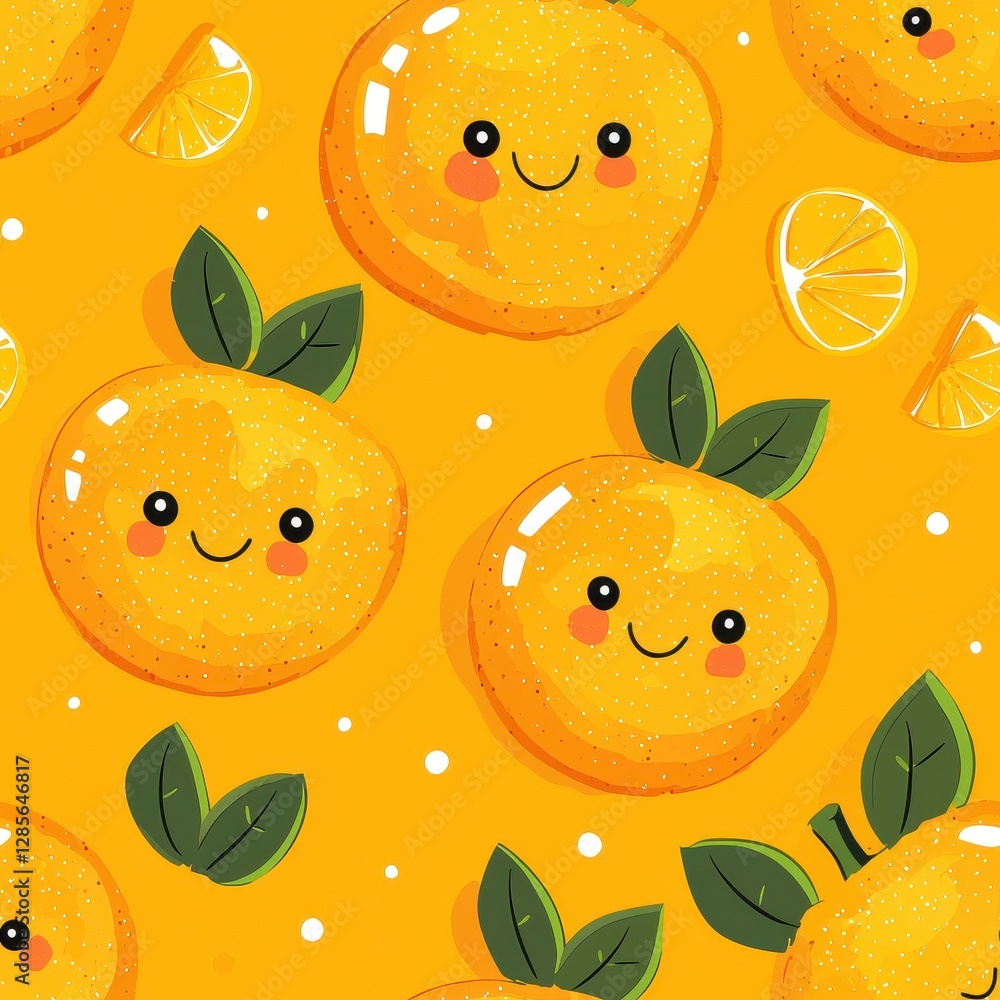 Poster creative pattern featuring oranges in a repetitive design to showcase their bright color and natural
