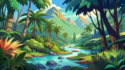 Deep tropical jungles of Southeast Asia in august