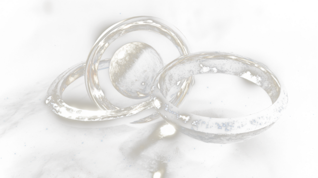 a couple of rings sitting on top of a table