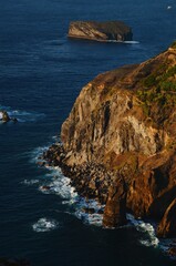 Azores, azory, ocean, morze, zachód słońca, góry 