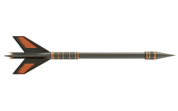 Dart Arrow side view on transparent or white background