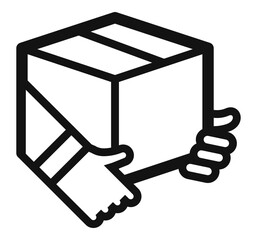 icon hands holding a package symbolizing delivery shipping or parcel handling.