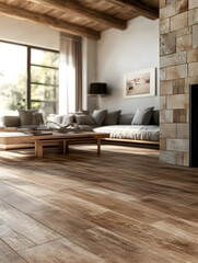 Elegant Modern Living Room with Wooden Floors and Contemporary Style Decor : Generative AI