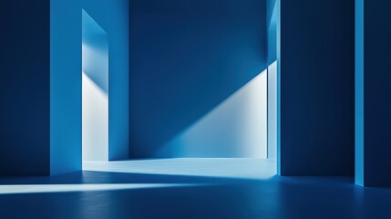 Fototapeta premium Abstract Blue Room Interior Sunlight Design