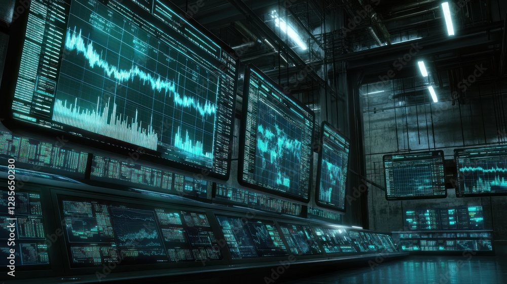 Poster futuristic data center: a glimpse into the realm of advanced technology and information