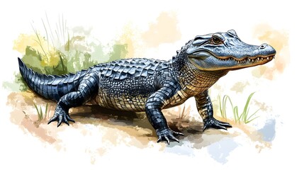 Naklejka premium Creative drawing of a crocodile with emphasis on scales and texture in artistic expression