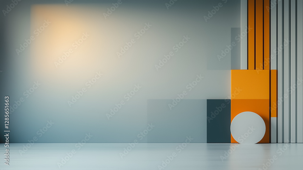 Poster geometric abstraction: a minimalist composition featuring geometric shapes in muted tones creates a 