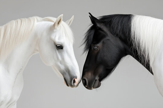 white and black horse - Powered by Adobe