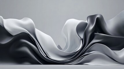 Obraz premium Abstract 3D Render: Monochromatic Waves of Liquid Form AI Generated
