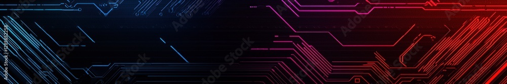 Aufkleber Abstract Technology Background with Neon Lines and Circuit Patterns