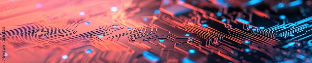 Poster Abstract Circuit Board Design with Vibrant Colors and Patterns