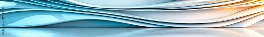 Poster abstract waves in blue and orange with smooth curves and modern design