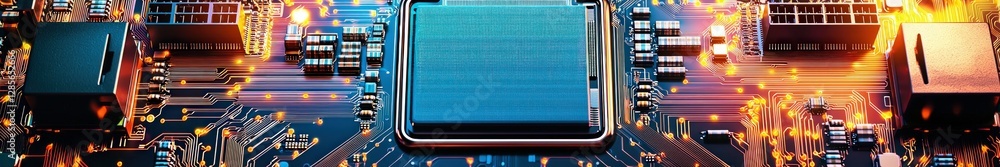 Aufkleber Digital Technology Background with Circuit Board and Microprocessor