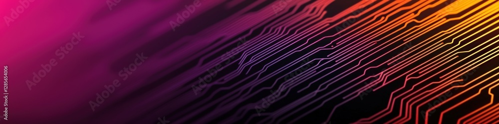 Poster Abstract Circuit Board Design with Vibrant Colors and Lines
