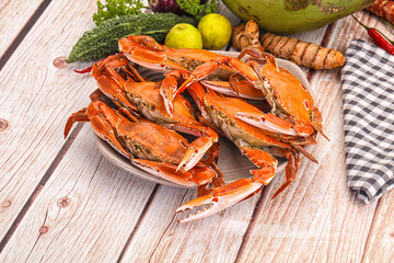Hot fresh Boiled red crab