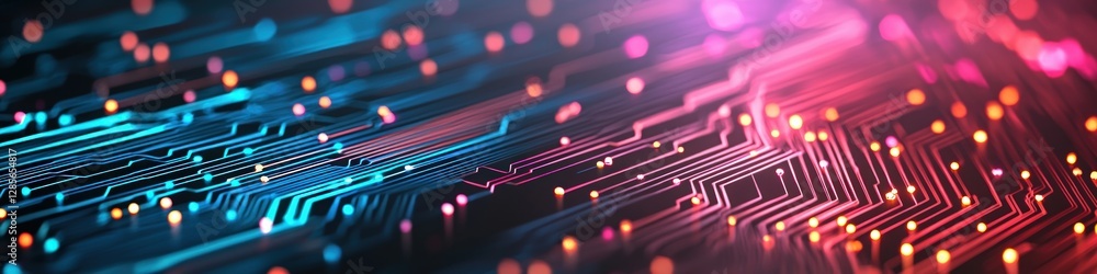 Aufkleber abstract digital circuit background with bright colorful lights