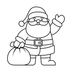 Santa Claus standing with gift sack. Christmas character  Santa Claus on white background.