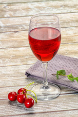 Sweet cherry juice in the glass