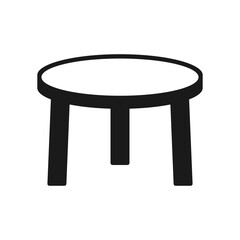 Table icon with round top and three legs.