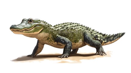 Obraz premium Striking image of a green and black alligator gliding gracefully through its habitat