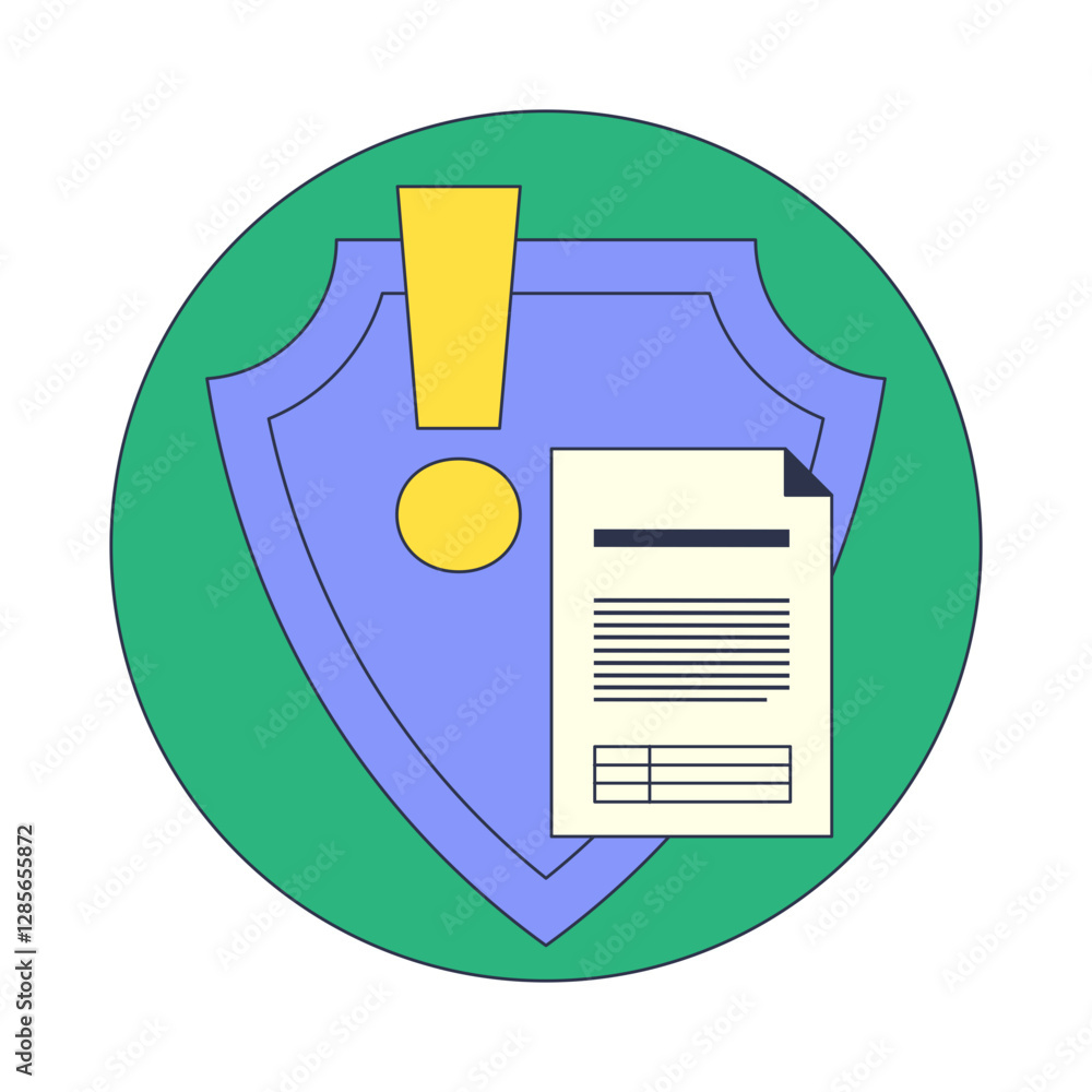 Aufkleber shield with exclamation mark and document symbolizes data protection alert.
