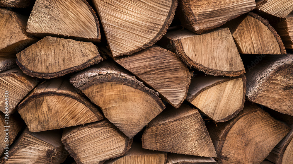 Poster stack of natural firewood with detailed wooden texture for rustic design : generative ai