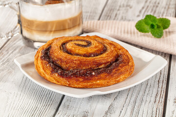 Homemade cinnabon swirl pastry with cinnamon