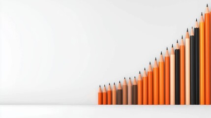 Obraz premium A row of colored pencils in front of a white wall