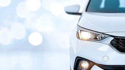 Fototapeta premium A close up of the front end of a white car