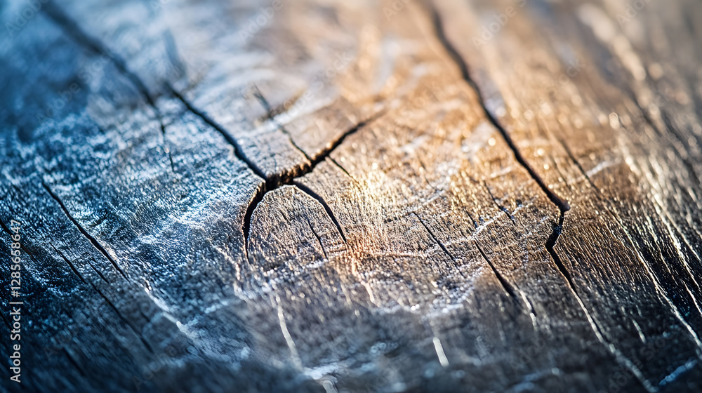 Poster close-up of textured weathered wooden surface with cracks and scratches : generative ai