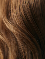 Fototapeta premium Close Up of Luscious Flowing Brown Hair with Natural Soft Waves and Shiny Texture : Generative AI