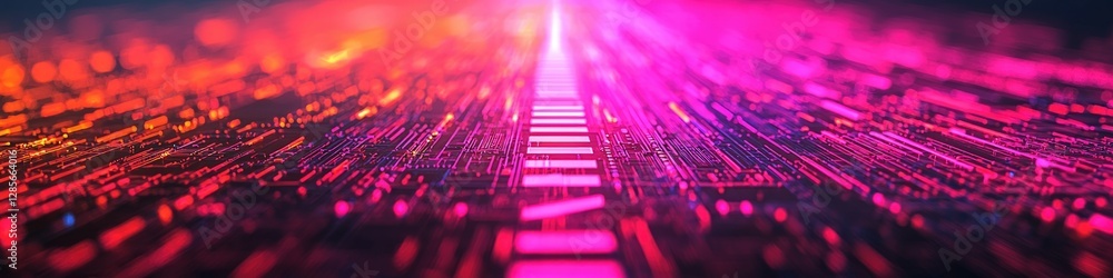 Poster Abstract Neon Background with Colorful Light Patterns and Textures