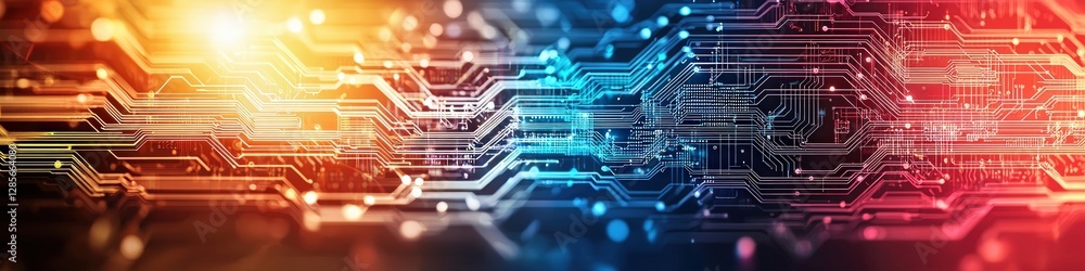 Poster Abstract Technology Background with Circuit Board Patterns and Lights