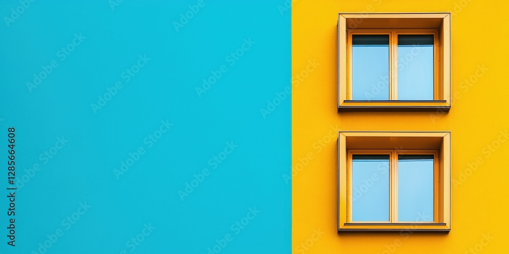 Aufkleber bright modern architecture with colorful facade and windows