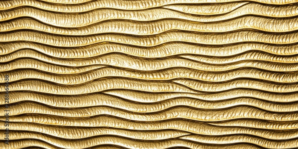 Poster textured golden wave pattern on decorative surface