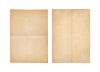 two sheet of brown paper or a4 paper fold isolated on white.