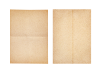 two sheet of brown paper or a4 paper fold isolated on white.