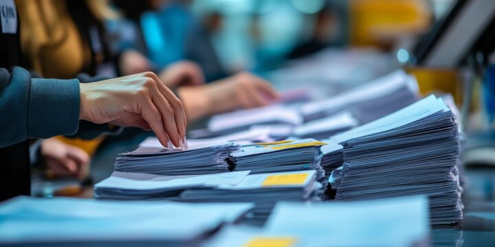 Election officials counting ballots during german federal elections
