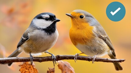 Obraz premium A couple of birds sitting on top of a tree branch