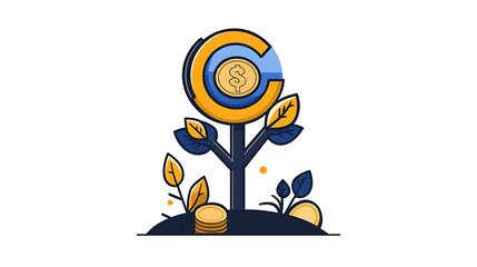 Obraz premium Vibrant Illustration: Money Tree Growing Profits AI Generated