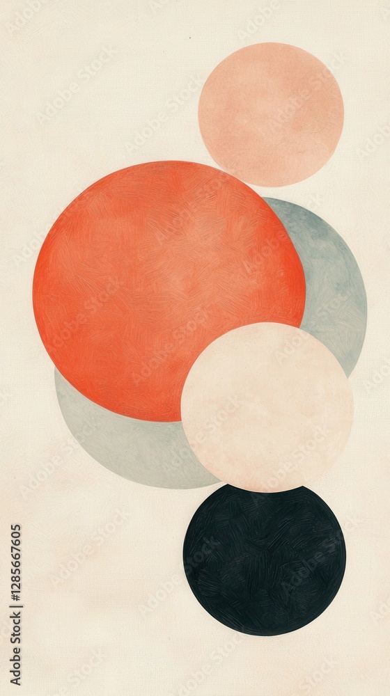 Poster abstract geometric composition of colorful circles on textured background for modern art designs